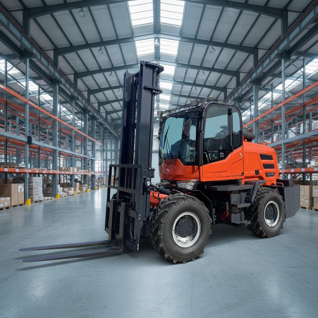 Internal Combustion Off-road Forklift - Four-wheel Rear Steering - Construction Site Loading and Unloading