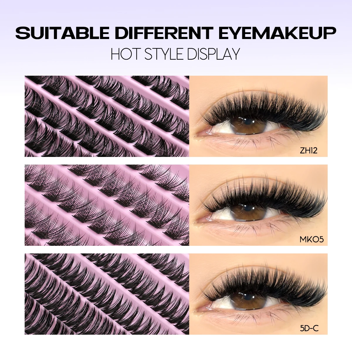 Groinneya diy kit de extensão de cílios individuais cluster mix lash d curl clusters cílios bond e selo ferramenta de maquiagem