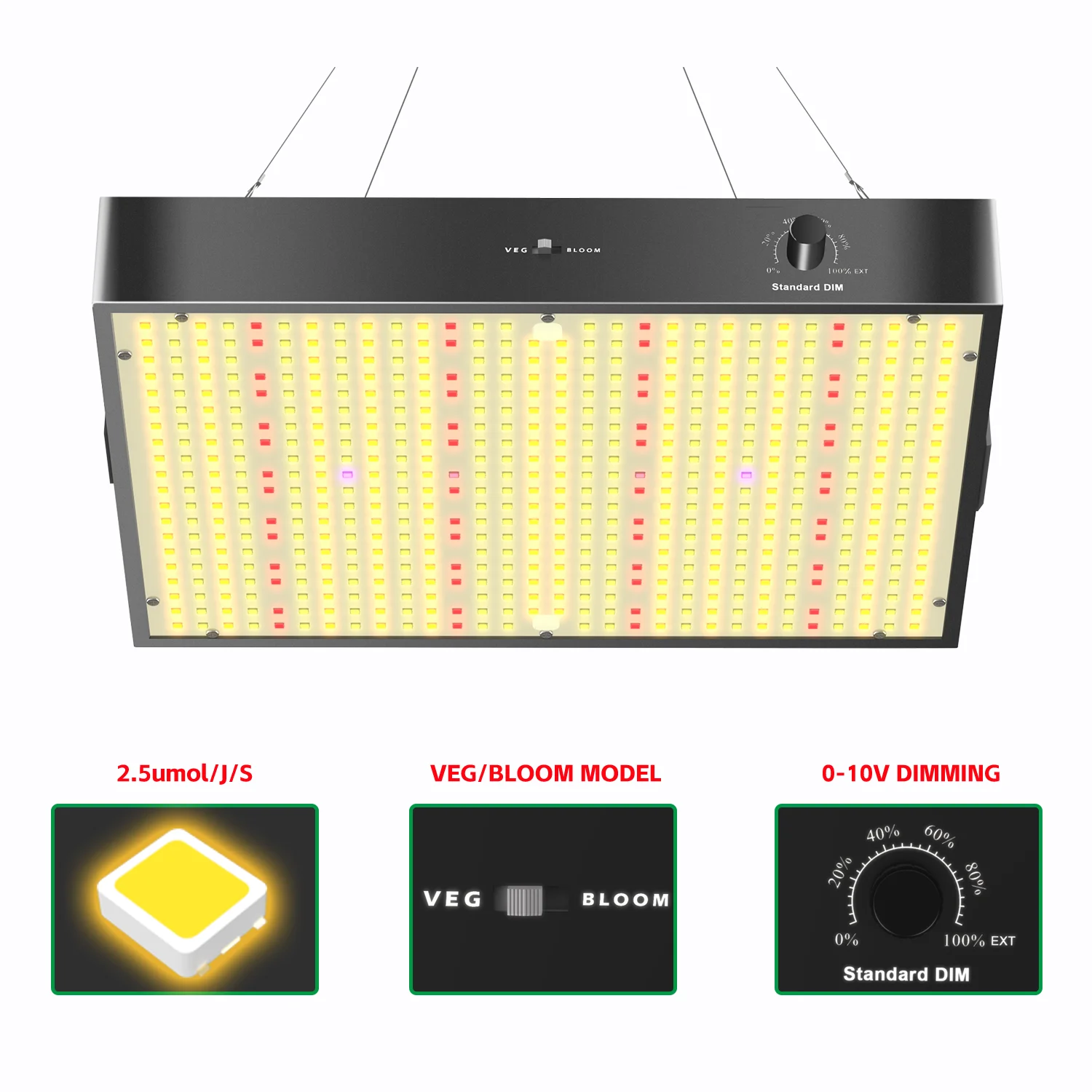 Sam-sung-Luz LED de cultivo regulable de espectro completo, 1000W, 572 piezas LED, alta PPFD para cobertura de 3x3 pies, modelo Veg and Blooming