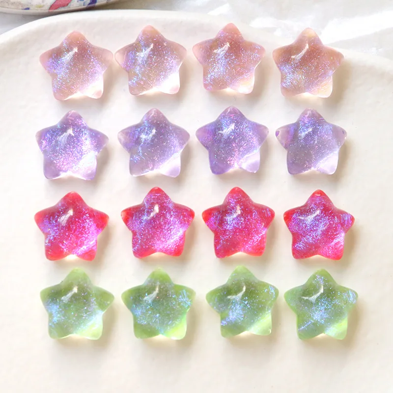 10pcs/lot Dream Streamer Color Five-pointed Star Resin DIY Craft Supplies Handicraft Accessories 16mm