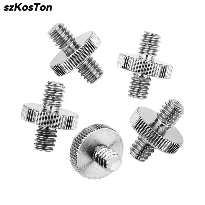 

1/4" Male to 1/4" Male To 3/8" Male Threaded Screw Adapter Tripod Double Head Stud Converter Camera Cage Monopod Ballhead Light