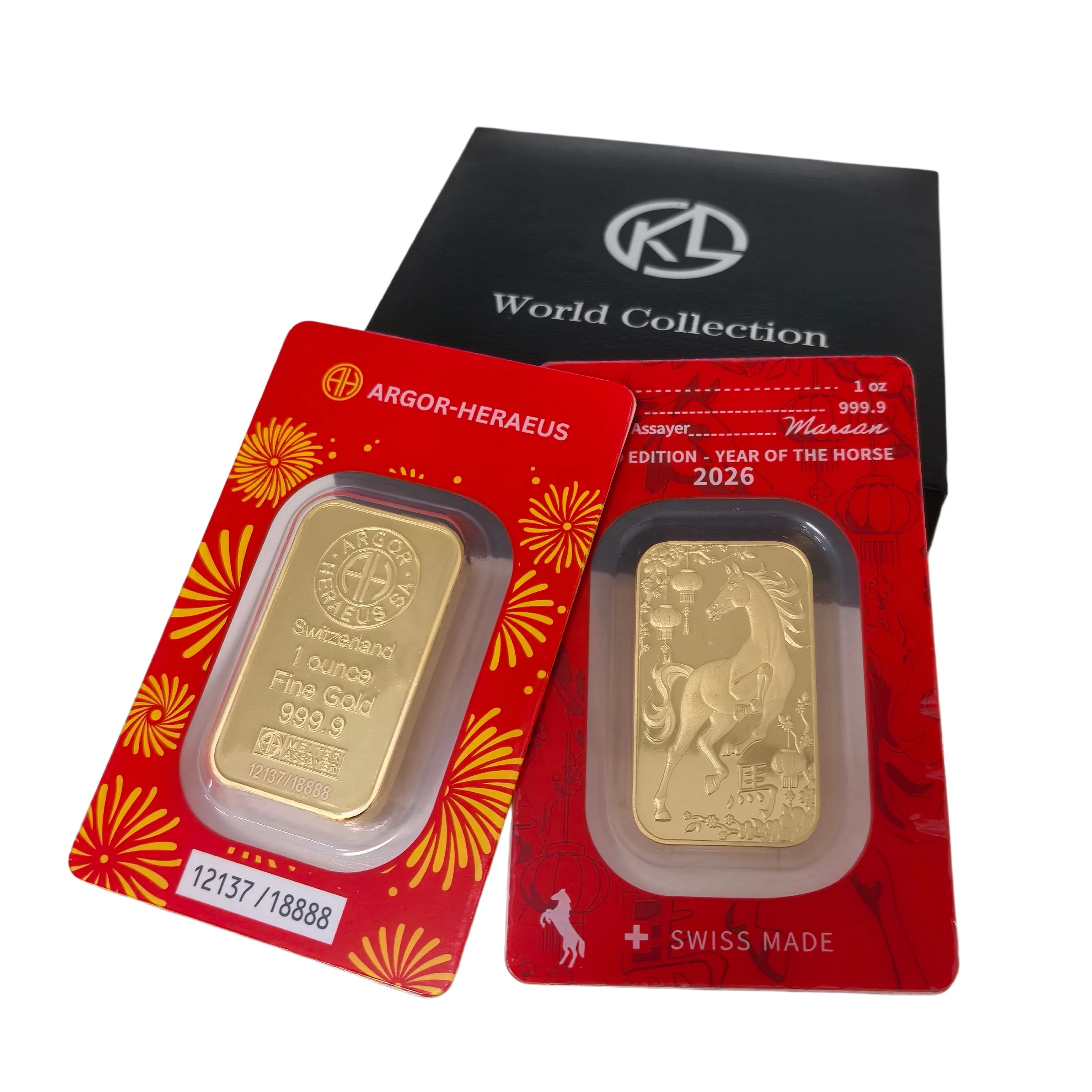 Nieuwe 2026 Paard 1oz Gouden Staafje Verguld Messing Staafjes Niet-Magnetisch Met Rode Zegel Verpakking Ambachten Voor Collectie Cadeau - afbeelding 2