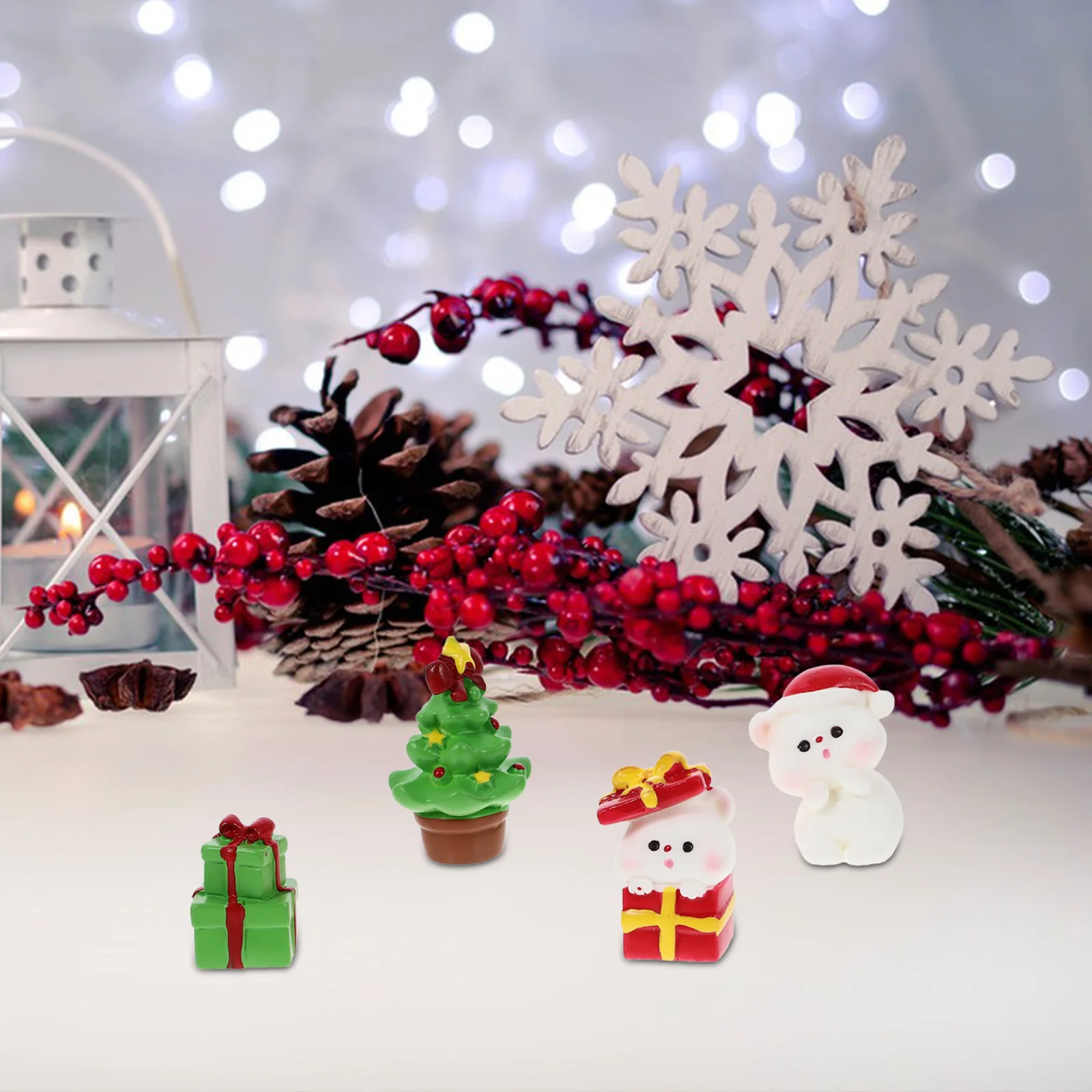 

1 set Christmas Bear Miniature Models Resin Craft Decor Desktop Snow Globe Christmas Miniature nament Xmas naments
