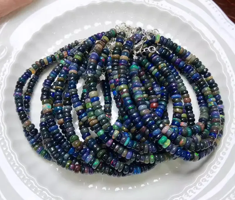 black white OPAL roundelle 3-4mm   bracelet 7.5inch wholesale beads nature FPPJ