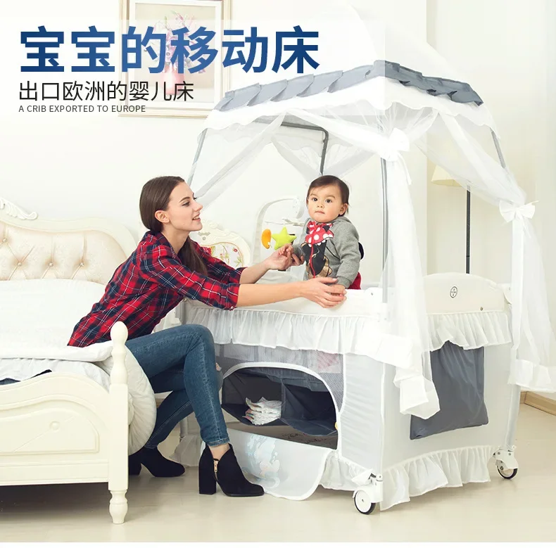 

Collapsible Portable Crib European Queen Bed Baby Newborn Mobile Bb Cradle Bed