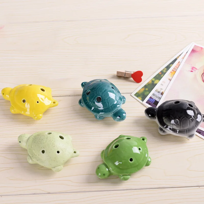 Gradient Color Ocarina Ceramic Tortoise Small Pottery Flute Alto AC Tone For Beginner Tourist Souvenir Teaching Toys