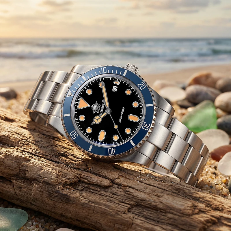 

Мужские кварцевые часы ADDIESDIVE 39 мм, водонепроницаемые часы с керамическим безелем, 200 м, суперсветящиеся часы с пузырьковым стеклом, наручные часы для дайвинга из стали 316L