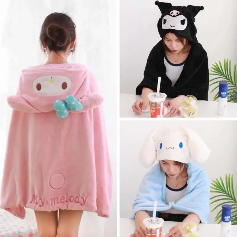 Sanrio Children's Flannel Shawl Cape Cloak Air Conditioning Blanket My Melody Cinnamoroll Cartoon Cute Children's Blanket Gift