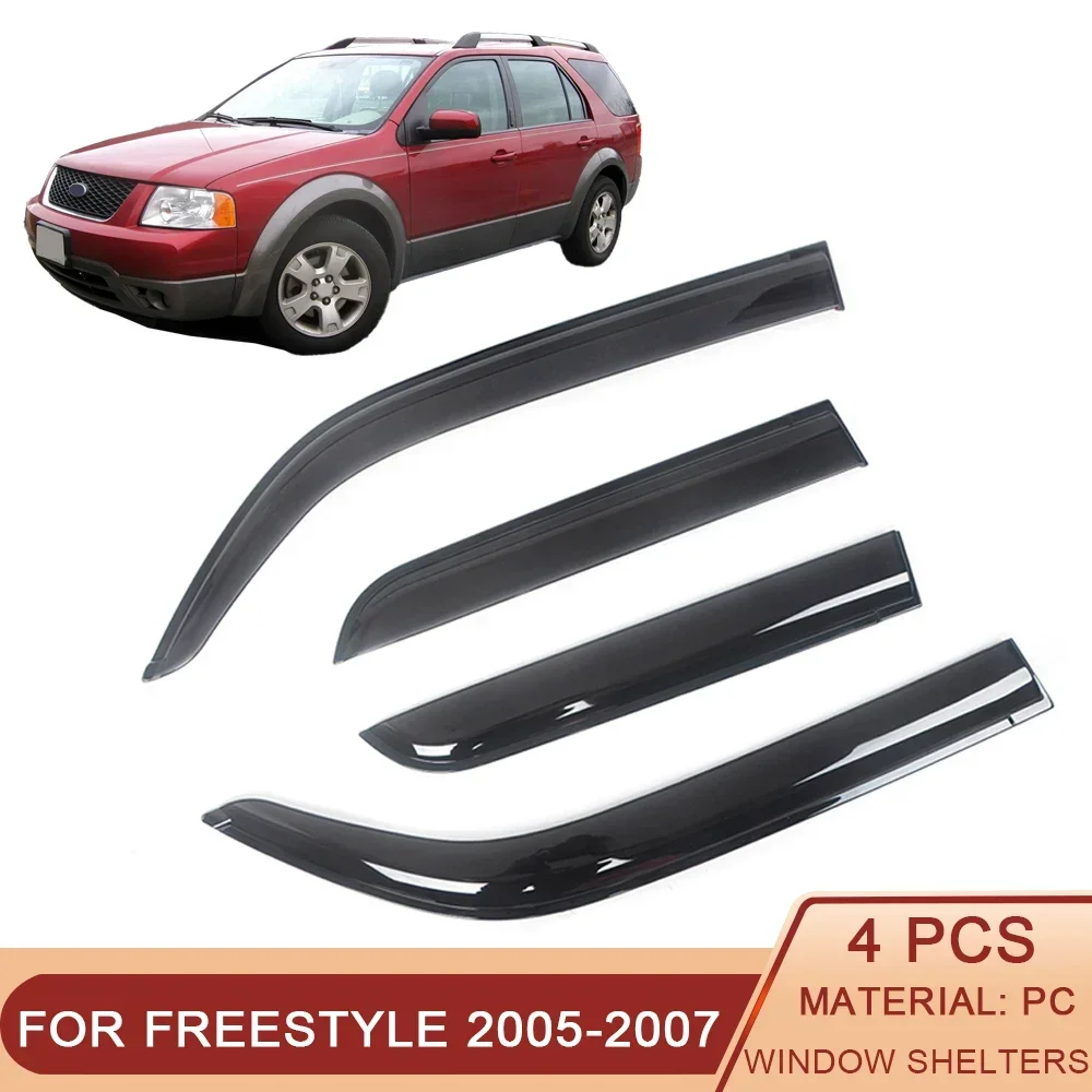 For Ford Freestyle 2005-2007 Auto Side Window Wind Deflectors Visors Black Rain Guard Door Visor Vent Shade Dark Smoke Ventvisor