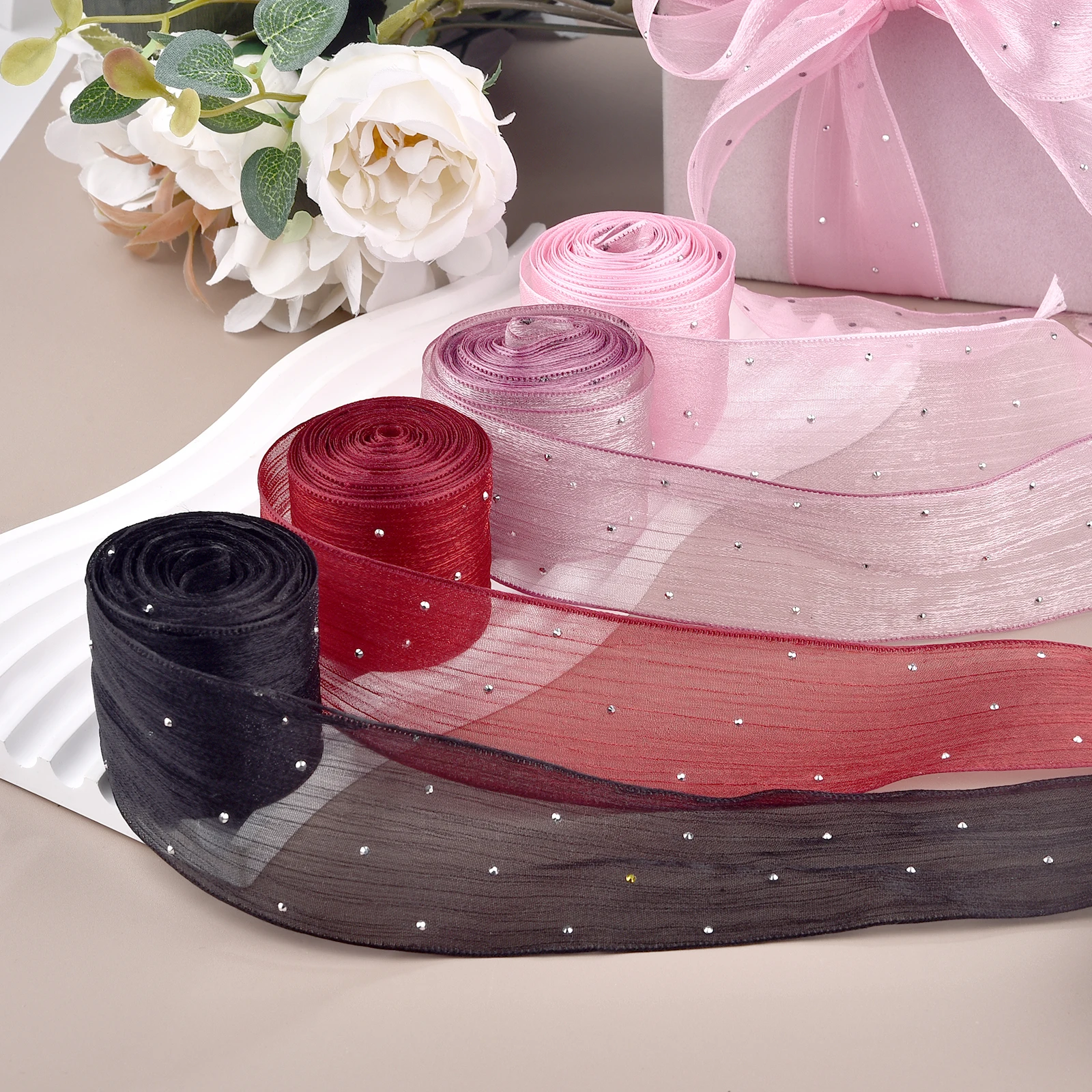 4cmX5meter DIY Blase Plissee Band Diamant Mesh Organza Band Haar Bogen Material Geschenk Verpackung Kleidung Dekoration Zubehör
