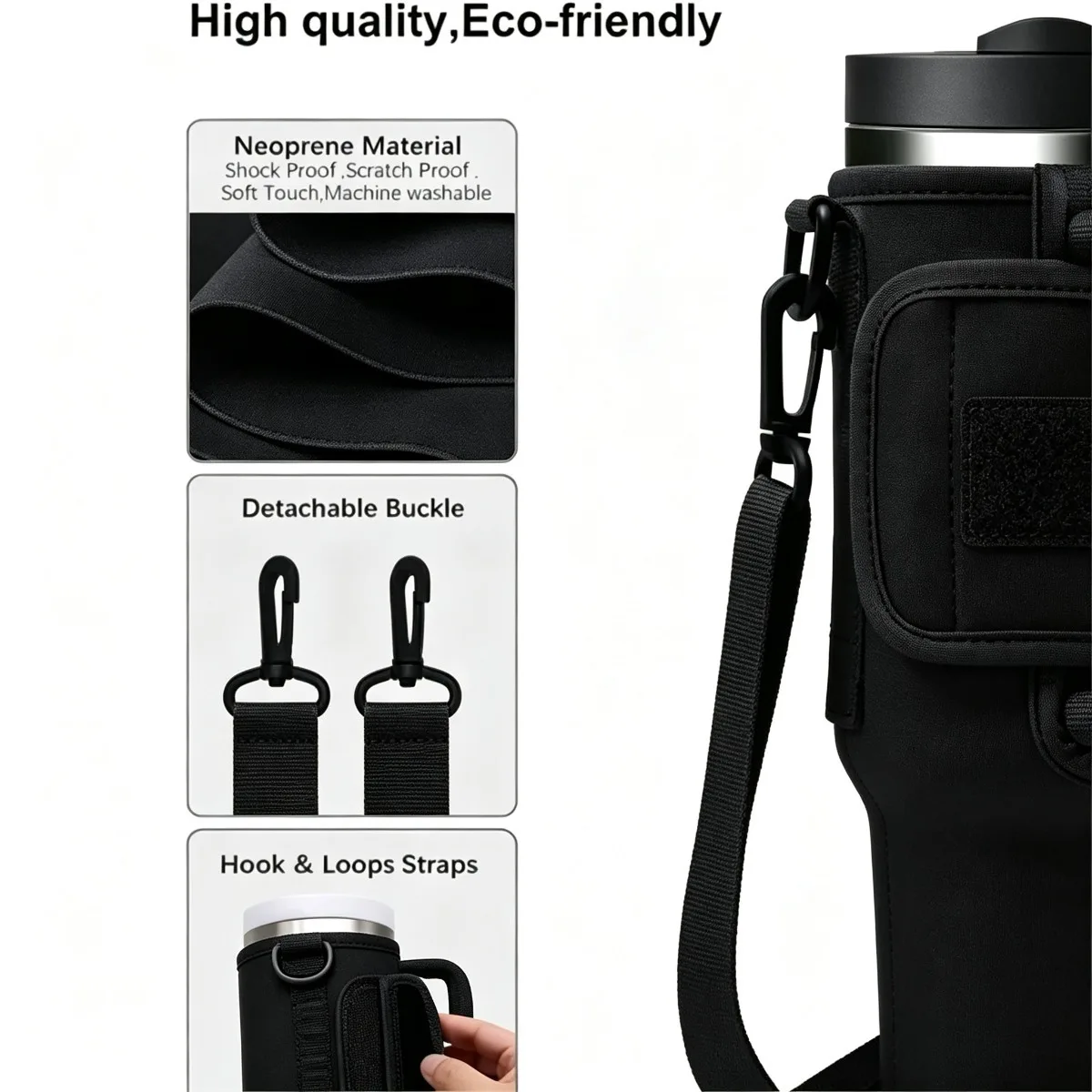 30/40Oz Water Bottle Cooler Crossbody Bag Reusable Portable Travel Carrier with Adjustable Shoulder Strap for Sports Women Men