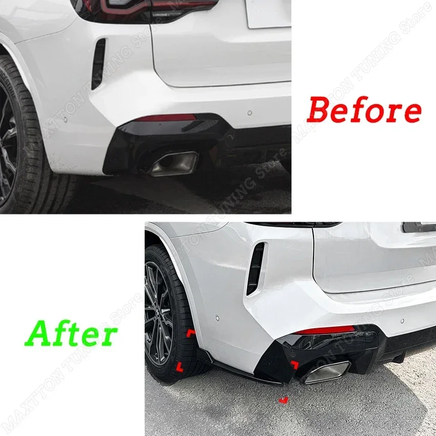Car ABS Rear Bumper Lip Side Diffuser Canards Spoiler Splitter Body Kits Trim for BMW X3 G01 LCI M Sport 2022-2023+ Tuning