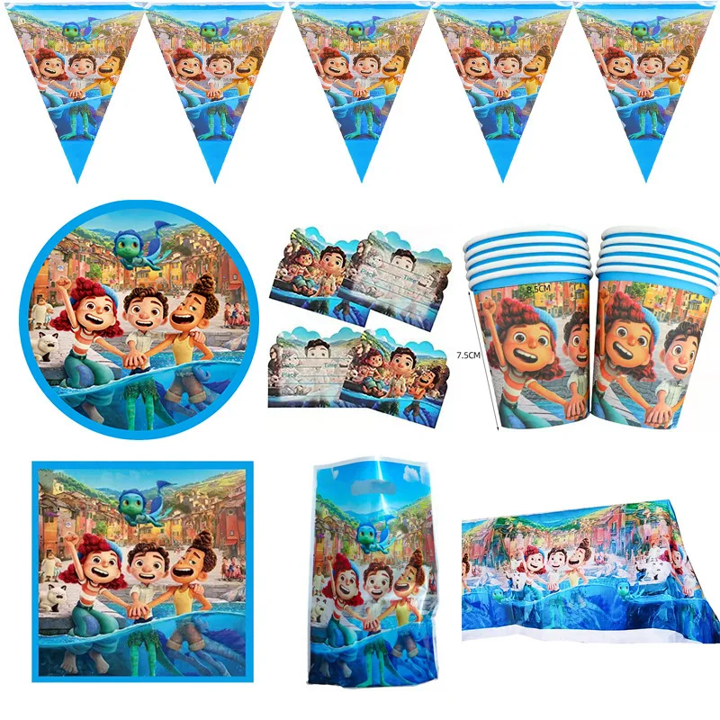 Disney Luca Thema Einweg Party liefert Geschirr Set Kinder Papp teller Tasse Tischdecke Geburtstag Dekorationen Baby party