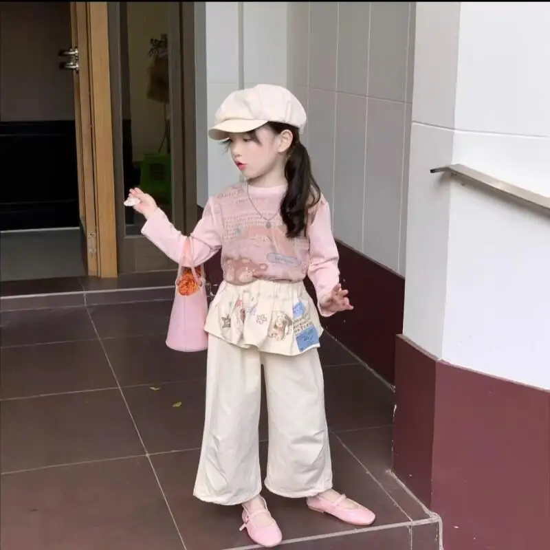 Children's Clothing New Style Long Sleeve T Shirt Base Layer Soft Cotton For Girls Autumn Very Fashionable Pink Cute Beautiful
