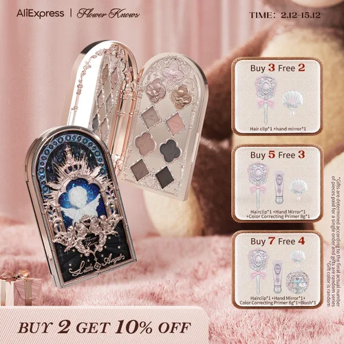 Flower Knows Little Angel Collection Paleta de sombras de ojos de nueve colores Brillo mate delicado