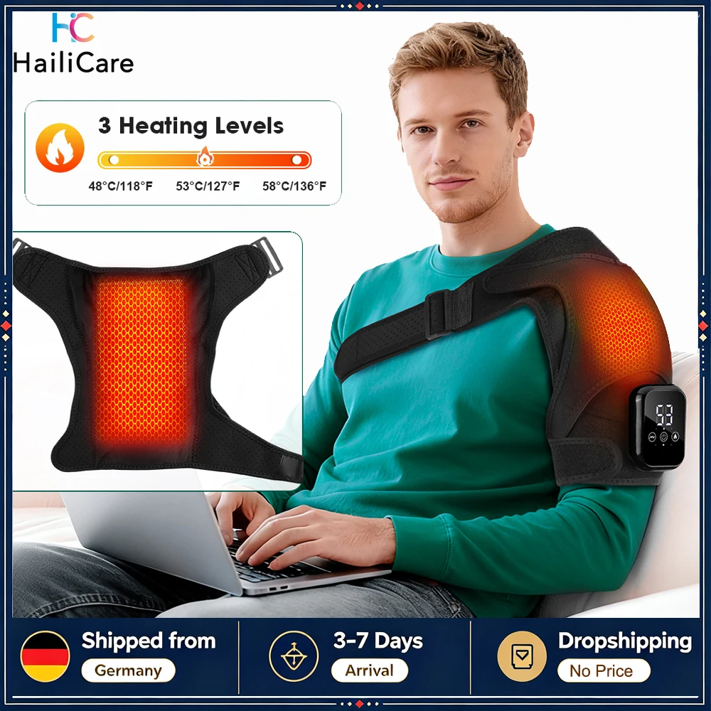 Attelle d'épaule chauffante sans fil avec vibration électrique, masseur thermique pour l'épaule, ceinture de massage, protection articulaire, relaxation