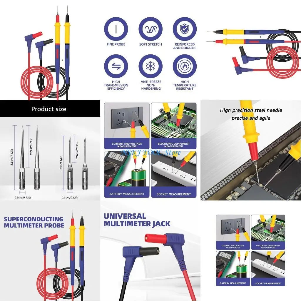 

L8RC Replacement Tester Leads Universal Multimeter Probe Wire Pen Cable Electric Tool