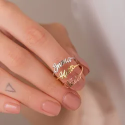 Custom Name Rings For Women Stainless Steel Silver Color Name Finger Couple Ring Women Personalized Birthday Jewelry Gift
