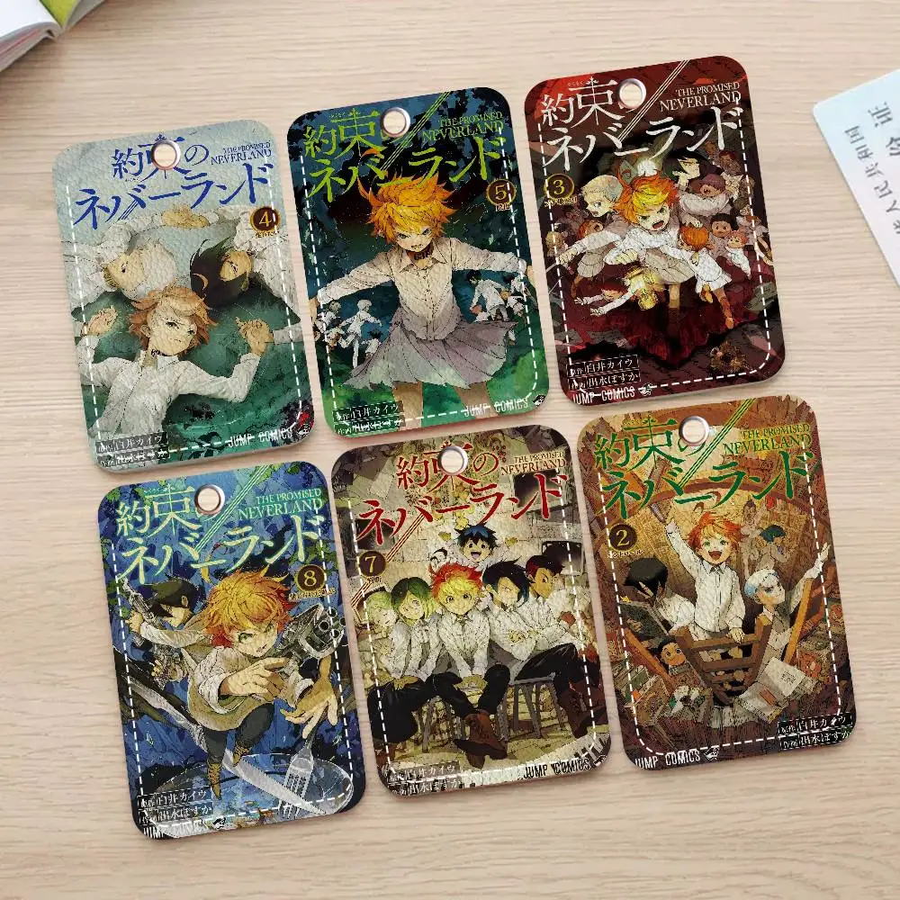 anime The P-Promised N-Neverland PU Soft Leather Rectangular Key Card Holder Induction Elevator Protection Cover Youth Faion