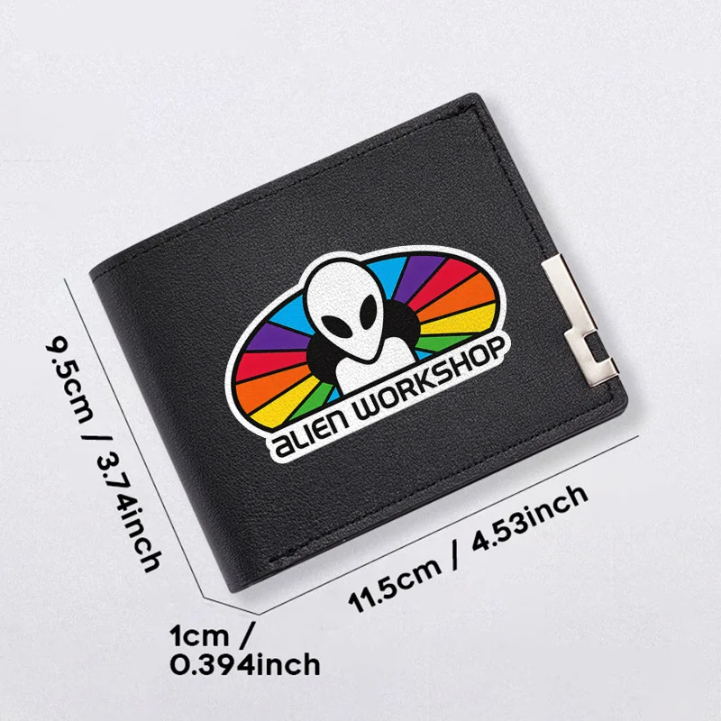 ALIEN WORKSHOP 로고 남성용 미니멀리스트 PU 지갑 슬림 데일리 사용 가볍고 내구성 있는 비즈니스 스타일 패션 액세서리