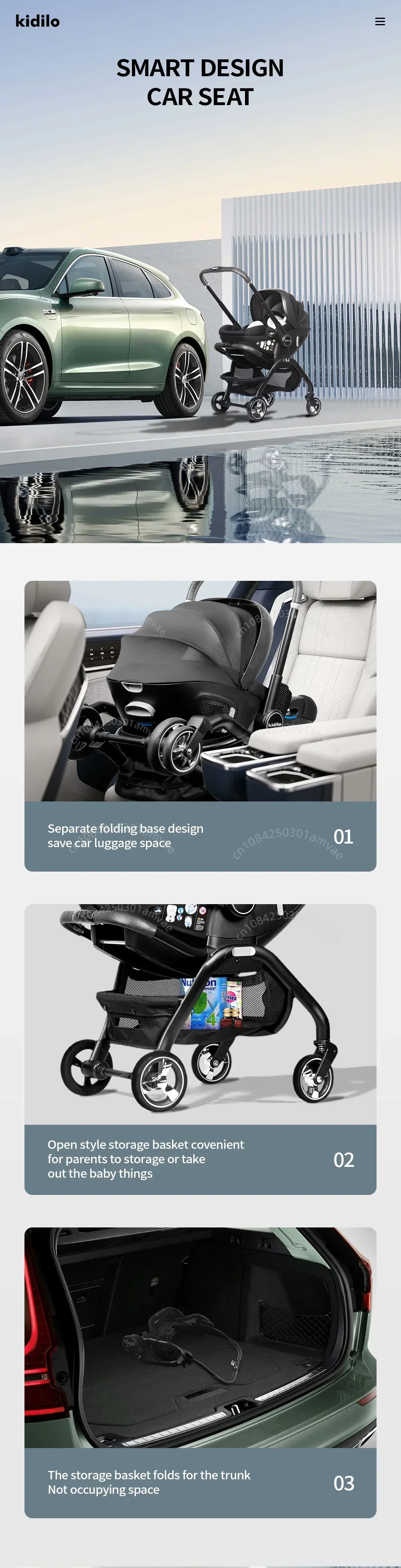 Tragbare Babywagen (einschließlich Babykörbchen für Neugeborene) und multifunktionale Babywagen, die aus der EU versendet werden – hochwertige, zusammenklappbare Babywagen. – Detail 9