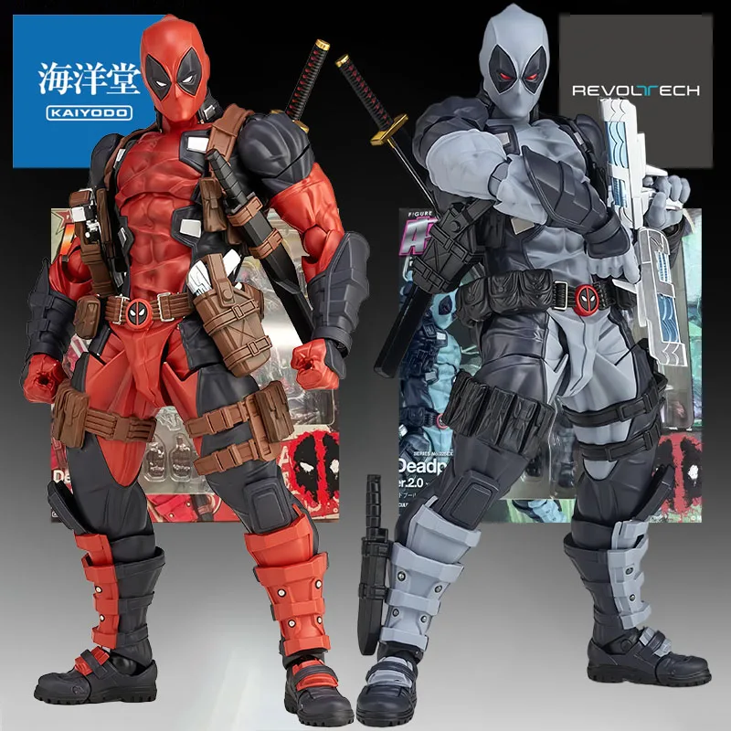 KAIYODO Genuine Revoltech Anime Figure Deadpool & Color Version Action Figure Toys for Boys Kids Gift Collectible Model