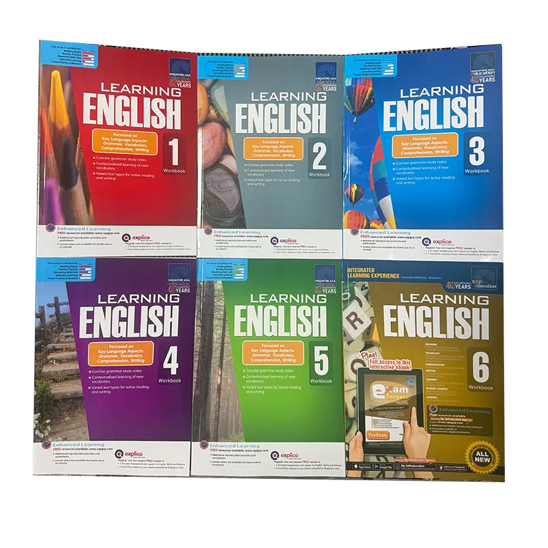 

6 Books/Set SAP Learning English Workbook Grade 1-6 Children Singapore Primary School Textbook
