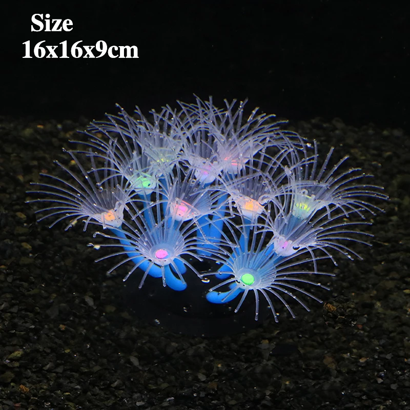 Simulation Silicone Sun Flower Coral Fluorescence Effect Fish Tank Landscape Aquarium Underwater World Decorations Ornaments