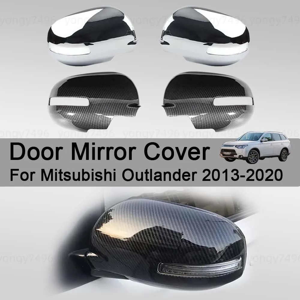 اكسسوارات السيارات غطاء مرآة الباب لميتسوبيشي أوتلاندر 2013-2020 كروم الفضة ألياف الكربون سيارة أعواد تزيين