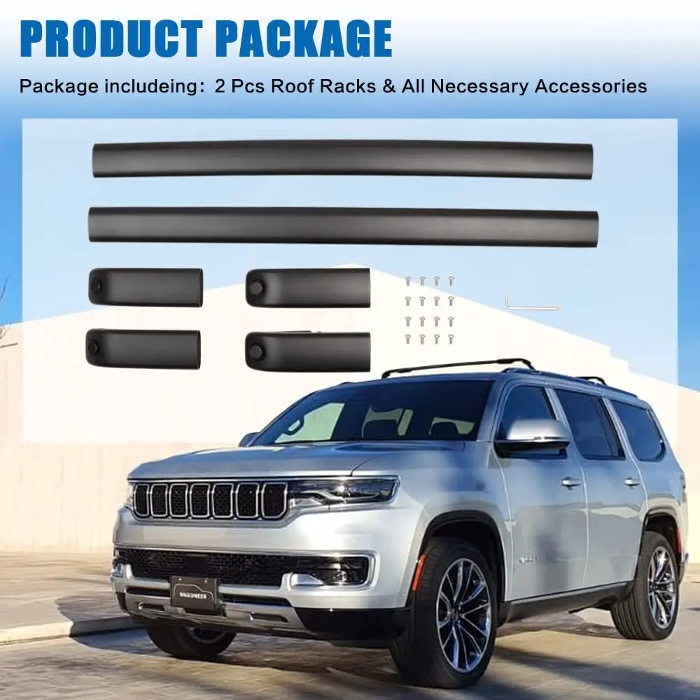 قضبان متقاطعة لرف السقف لسيارة Jeep Wagoneer/Grand Wagoneer 2022-2025 للأمتعة السوداء #6