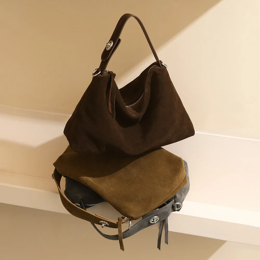 

Autumn and winter new crossbody pillow bag for women, niche artistic shoulder bag, high silk matte cowhide leather women's bag