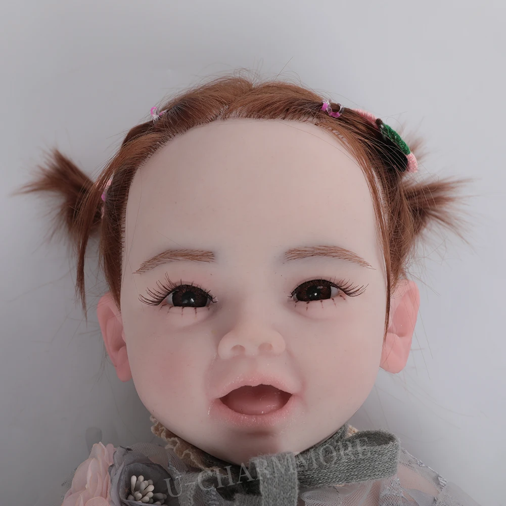 U-charmmore 17.7inch 5.7lbs Full Body Silicone Reborn Baby Doll Realistic Girl Dolls Painted DIY Blank Baby Children Toys