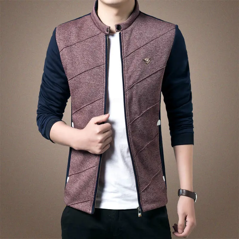 Fashion Stand Collar Zipper Spliced Casual Coats Men's Clothing 2023 Autumn Winter Loose All-match Tops Korean Jackets