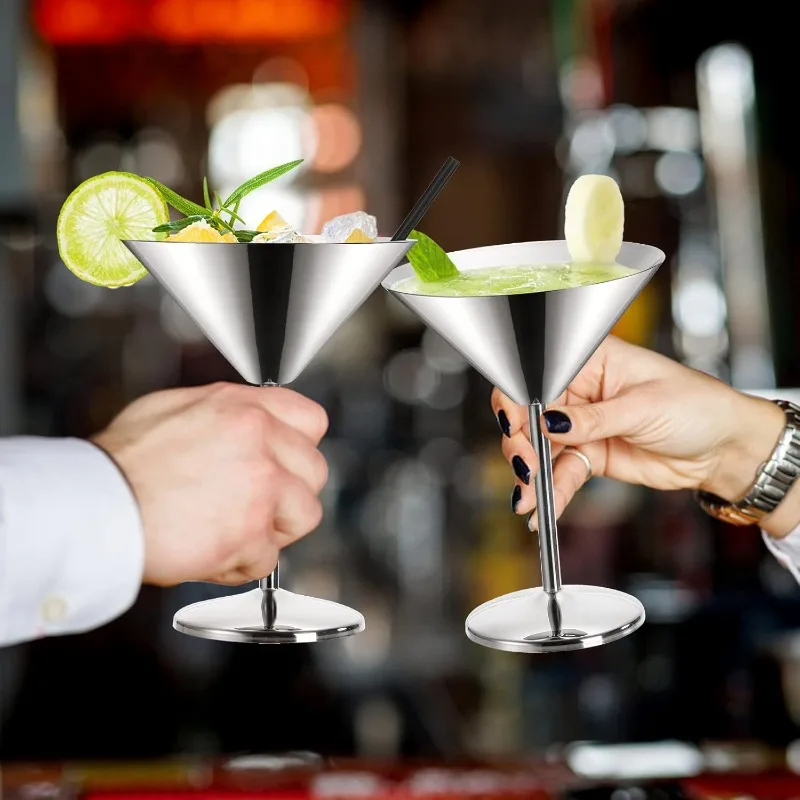 

Stainless Steel Martini Glasses Silver Coupe for Margarita Champagne Ice Cream Dessert Yogurt Cups Fruit Bowl Bar Party BarTool