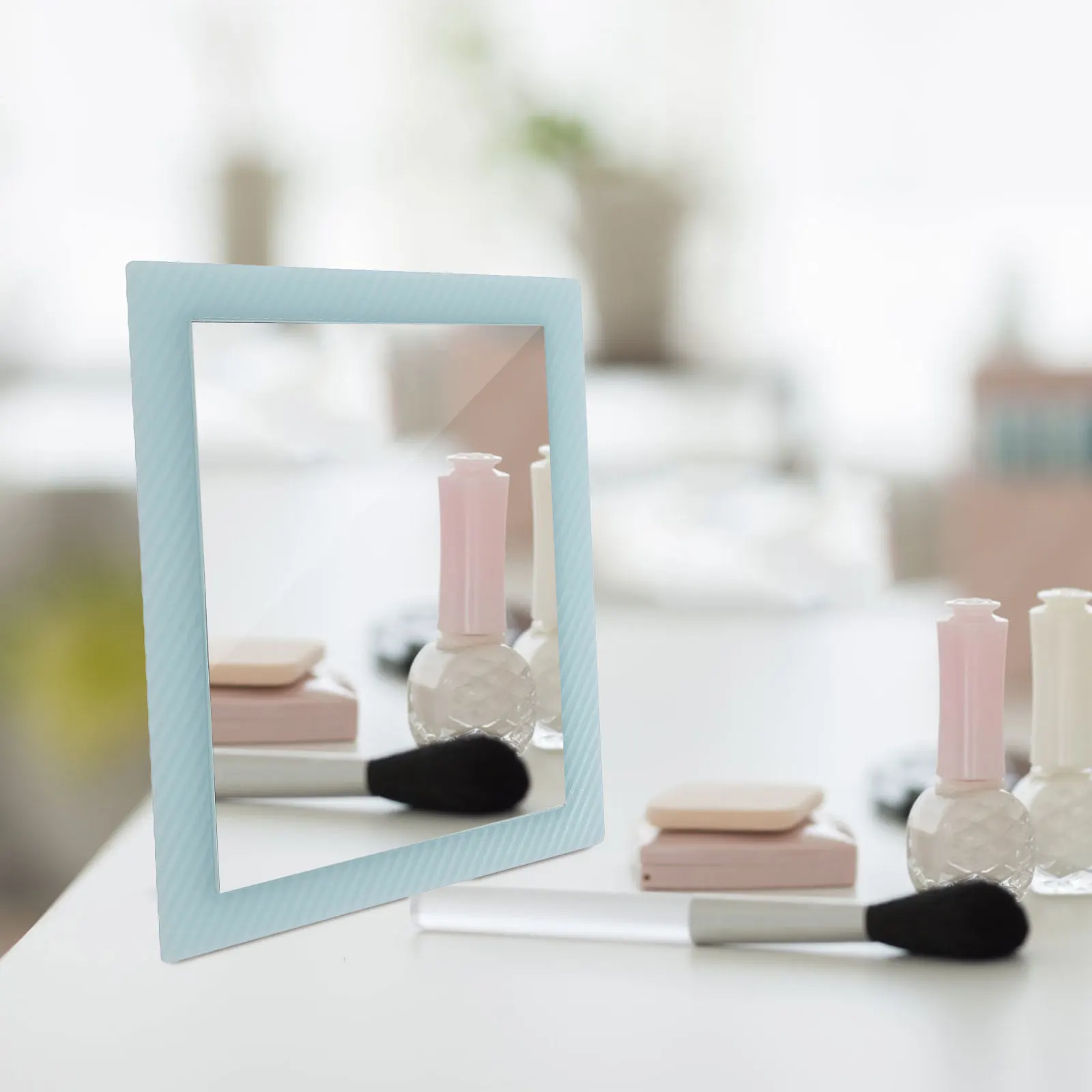 

2PCS Compact Makeup Mirrors Vanity Mirror for Desktop Clear Durable Portable Plastic Frame Glass Bedroom Bathroom Tabletop Daily