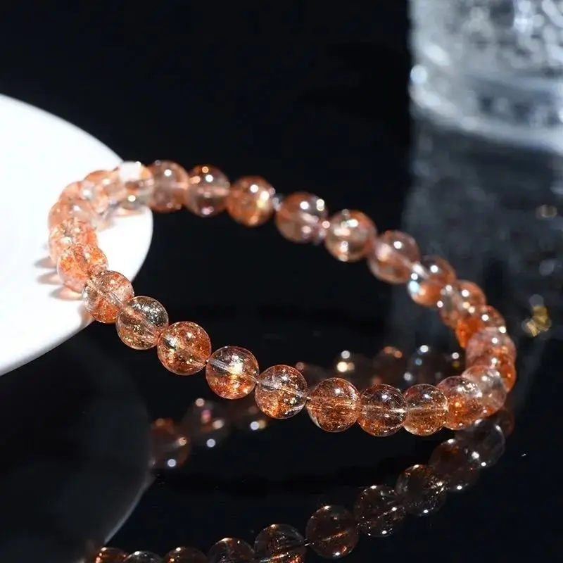 7A Grade Pure Natural Golden Sun Bracelet Single Circle Orange Arusha Crystal Round Beads Hand String Couple Lucky Nafu Jewelry