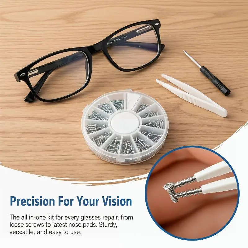 1 Set Eye Glasses Repair Kit With Screws Eyeglass Repair Tools Eyeglass Wrench Mini Screwdriver Fixing Plastic Replacement Parts