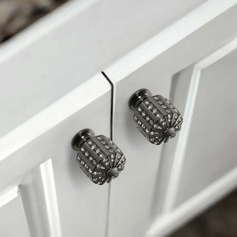 Zinc Alloy Cabinet Knobs Solid Construction Diamond Shape Drawer Knobs Single Hole Pull Button Style Furniture Handles