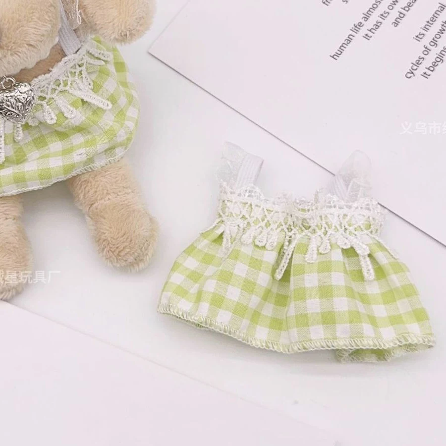 Cute Plaid Lace Strap Doll Dress Mini Skirt For OB11 Obitsu11 10cm Cotton Doll Plush Toy Clothes Kawaii Doll Outfit Accessories view 6