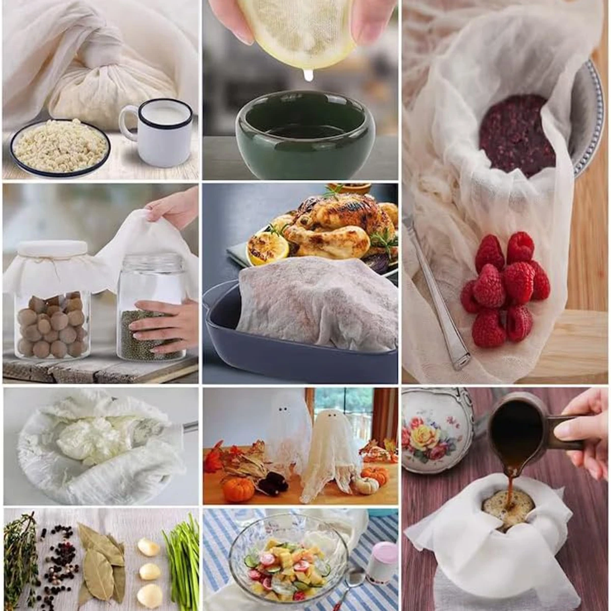 Unbleached Beer Brewing Straining Reusable Cotton Nut Milk Bags Cheese Strainers Cheesecloth Home Brewing Wine Making Filter