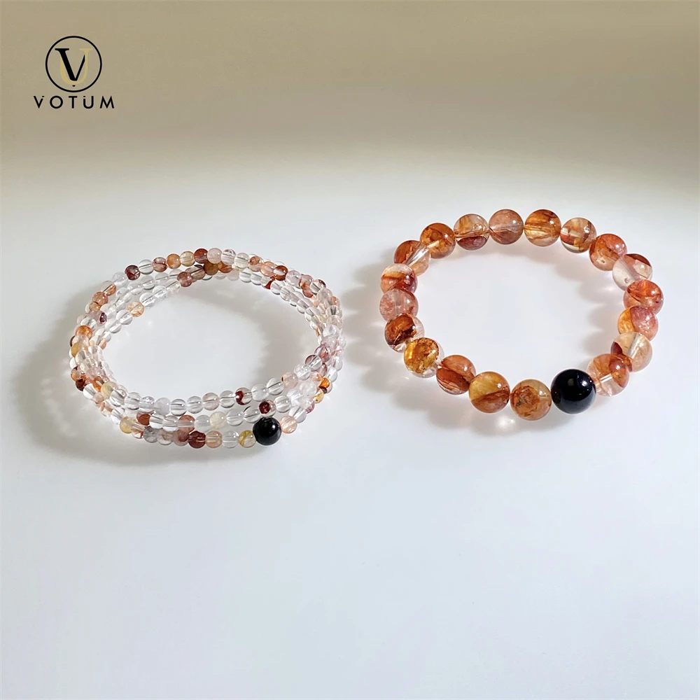 

Votum Natural Red Inclusion Hematoid Quartz Bracelet Set for Couple Women Men Black Tourmaline Yoga Gift Beads Bracelets Jewelry