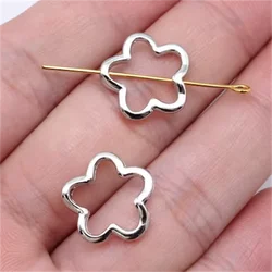 20pcs Antique Silver Color Flower Heart Charms Small Holes Flower Charm Bead Hollow Heart Flower Charms Beads For Jewelry Making
