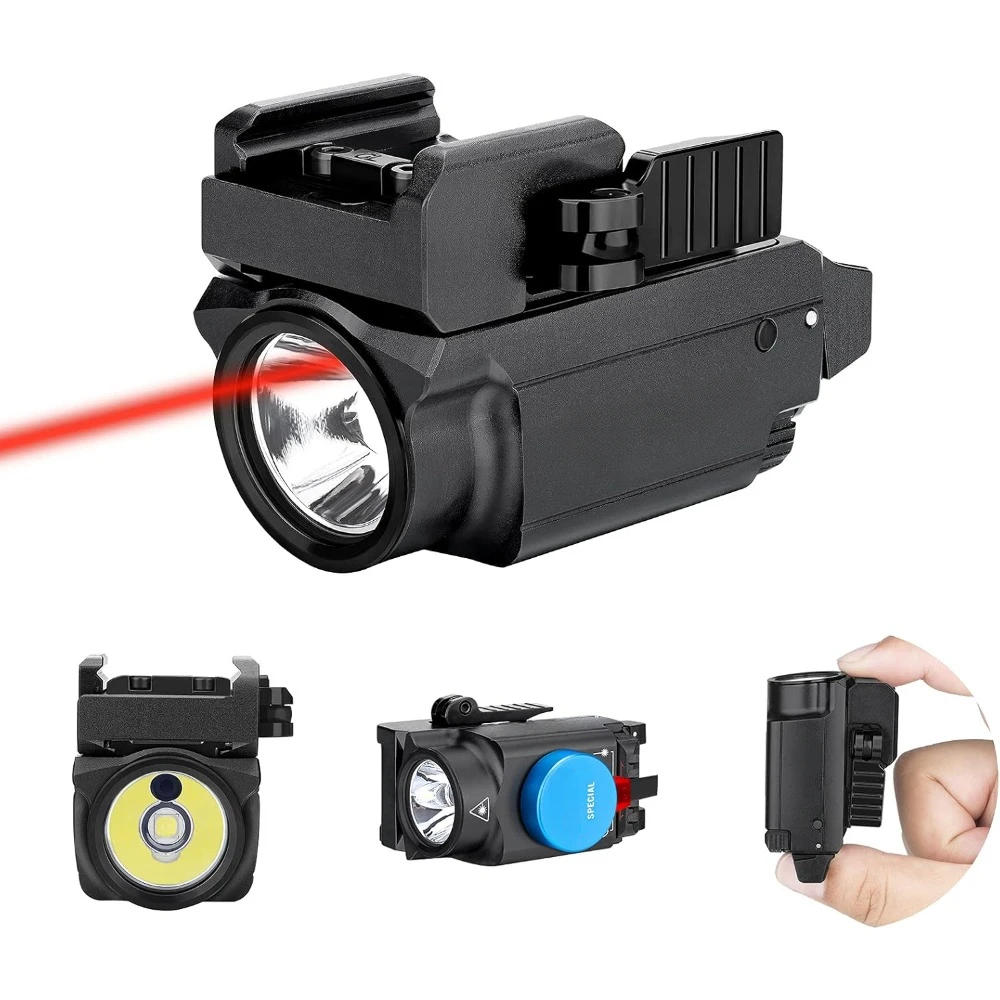 

Compact Rail Mounted Weapon Light with Red and WhiteLED Combination,1913 orGL Rail Magnetic USB Rechargeable,tactical Flashlight