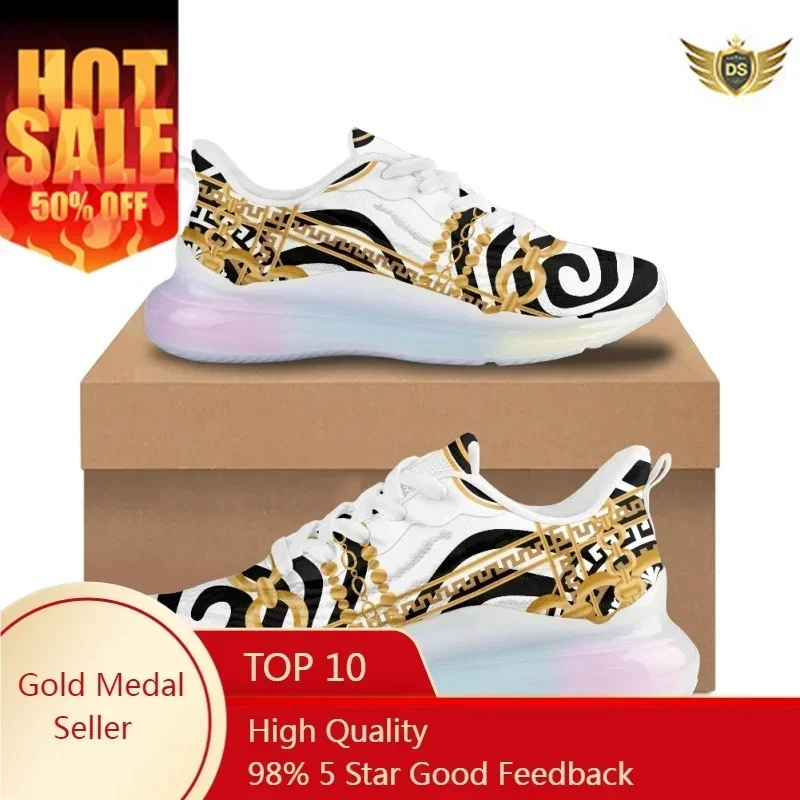 

Black Swirl Black Pattern Women AF Cushion Shoes Retro Chain Sneakers Femme Autumn Zapatilla Mujer Gradient