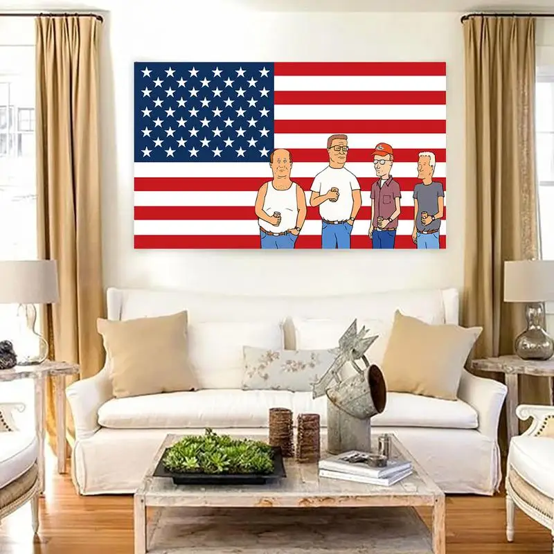 Handcrafted Tapestry Featuring Industrious Workers, the US Flag, and Patriotic Motifs for Nationalistic Home Decor