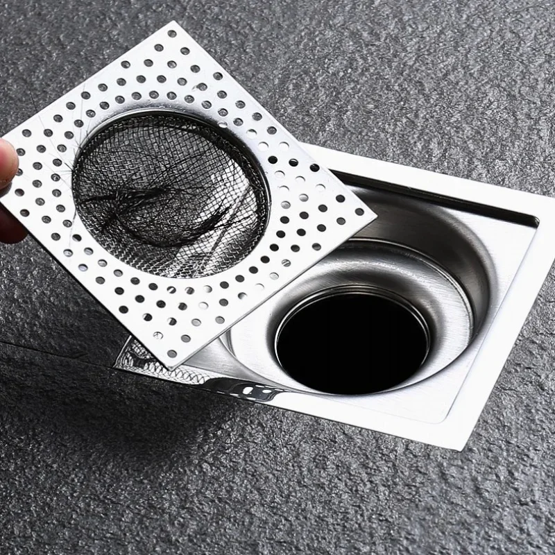 8cm Stainless Steel Floor Square Drain Filter Bathroom Kitchen Drain Filter Hair Catcher Sink Strainer Bathroom Tool Mesh Cover