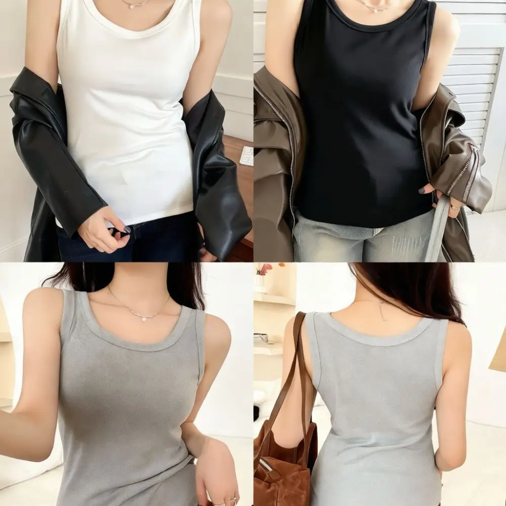Winter Women Thermal Vest Fleece Lined Warm Undershirt Sleeveless Body Shaper Slimming Waist Support Fashion Casual Base Layer