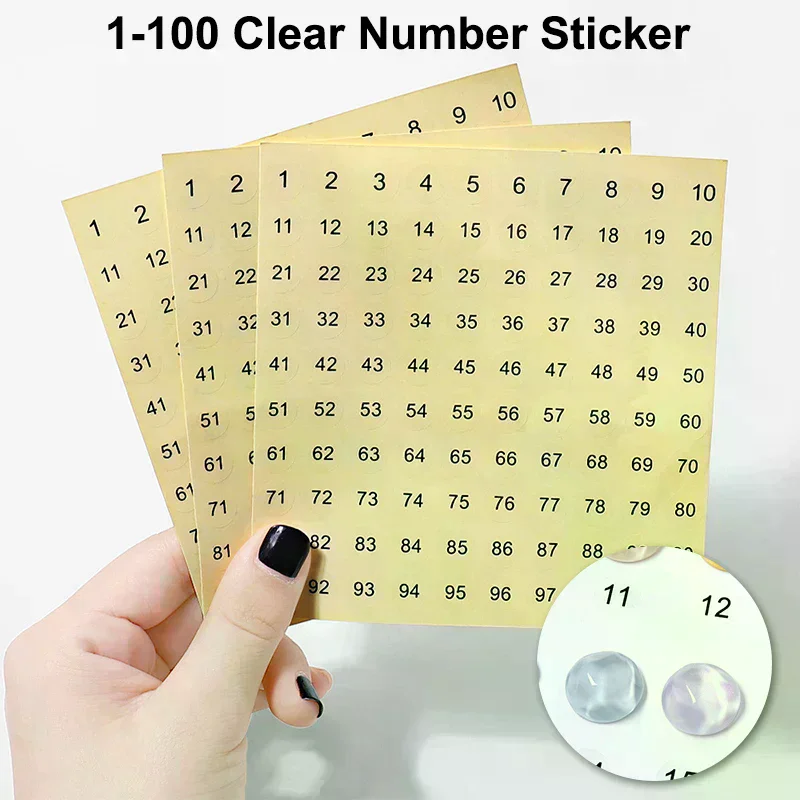 3Sheets 1-100 Clear Number Sticker Label For Nail Polish Color Gel Varnish Marking Numbering Digital Label Manicure Tool