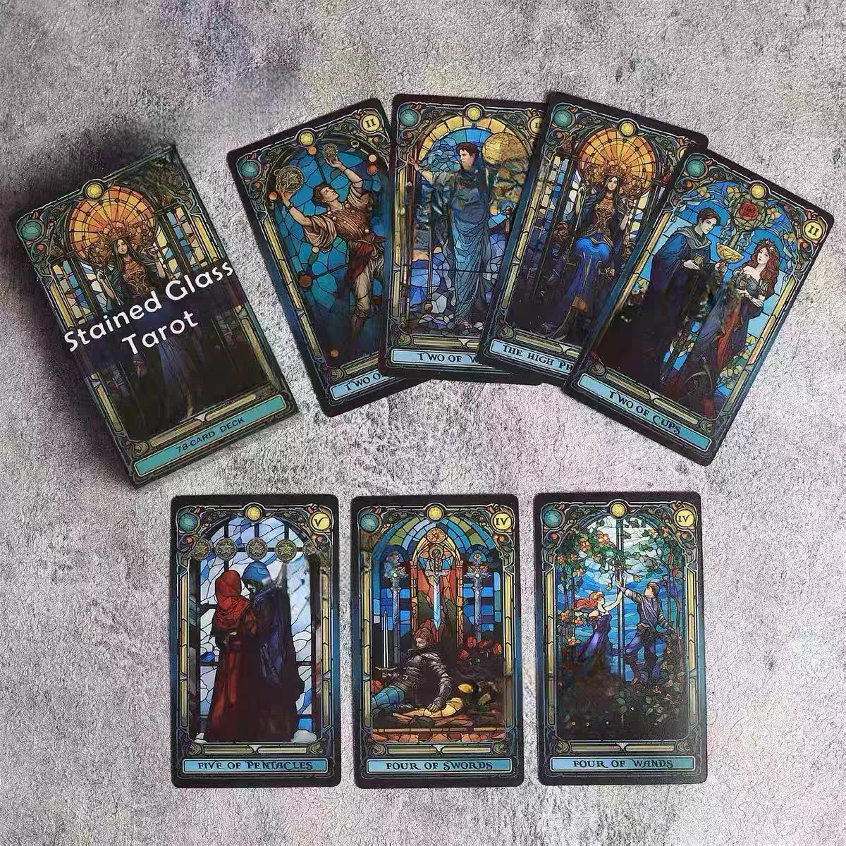 Stained Glass Tarot Deck 78 Cards Stained Glass Art Tarot Cards English Version Vintage Church Window Divination Cards - view 6