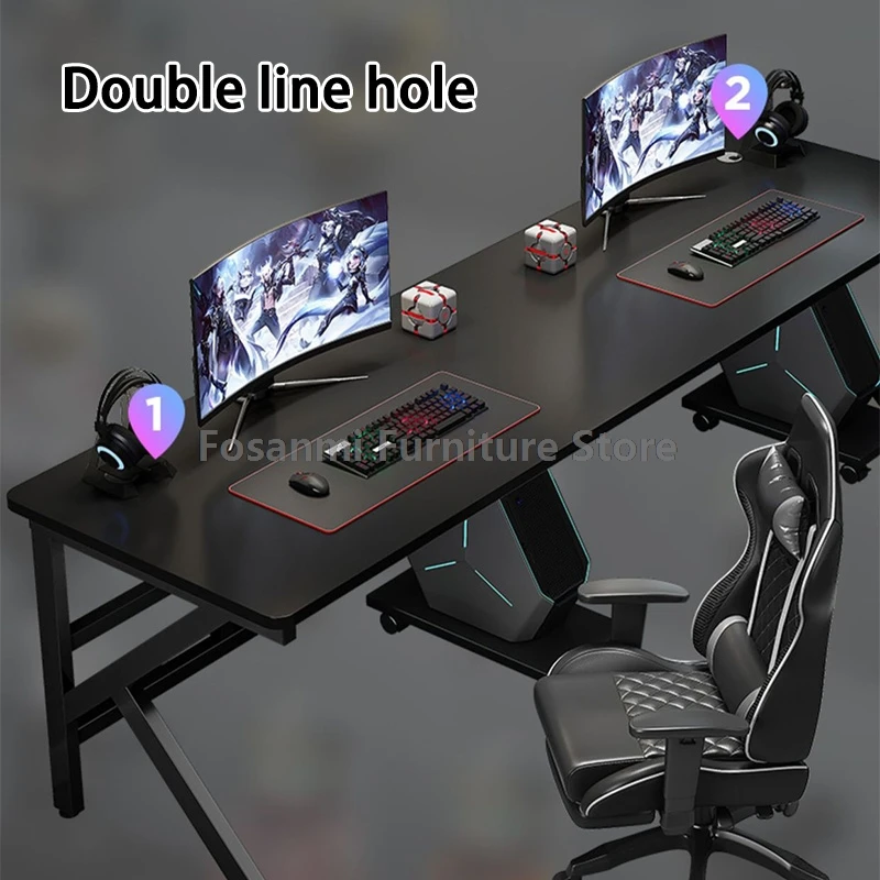 Escritorio grande para PC para jugadores de 2 personas con patas en forma de K, escritorios modernos para ordenador dobles, mesa larga espacioso para juegos de estudio en casa para dos